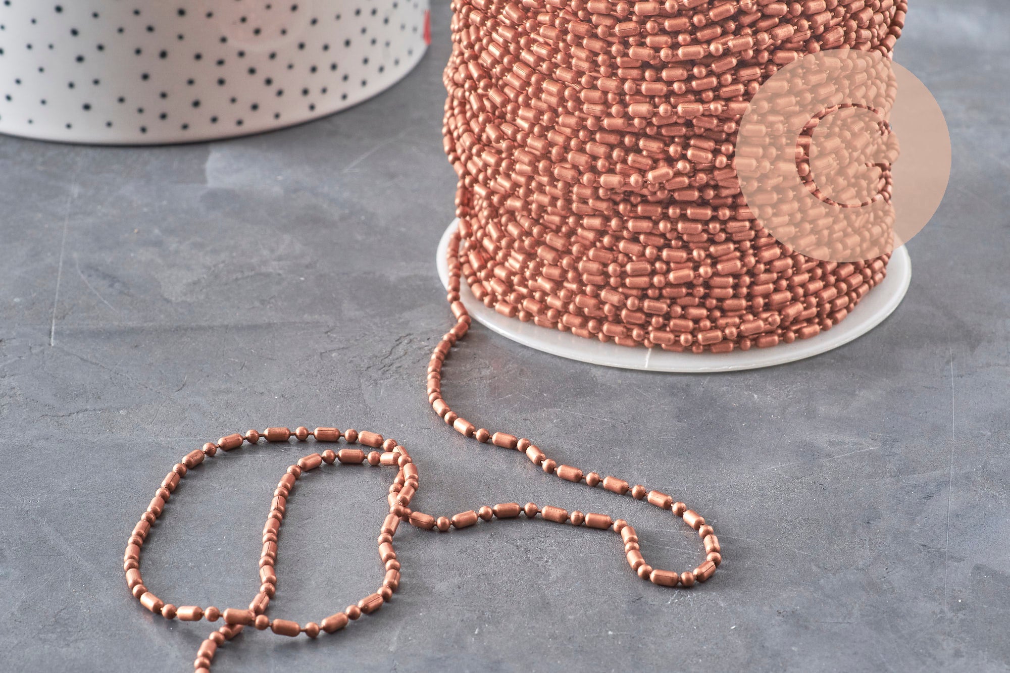Chaine boule bambou cuivrée,chaine cuivre,chaine bijou, création bijoux,chaine boule,sans nickel,2.5mm,5 mètres G0731