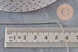 Chaine boule laiton platine facetté 1.5mm, x 5Mètres (G1665)