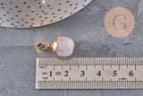 Pendentif goutte cristal de roche naturel fer doré 17-19mm, x1 (G11128)