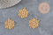 Raw brass round rosette stamped pendant 26mm, x2 (G10166)