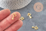 Zamac gold key charm 15.5mm, x10 VALID