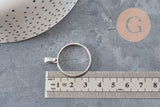 Stainless steel 304 round flat pendant with open back, platinum colored, 28mm, x1 (G11187)