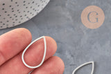 Stainless steel 201 teardrop connector pendant, gold-plated or platinum-plated, 26mm, x2 (G11212)
