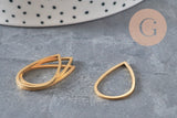 Stainless steel 201 teardrop connector pendant, gold-plated or platinum-plated, 26mm, x2 (G11212)