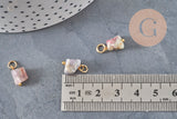 Natural tourmaline cube charm gold plated brass 11.5mm, x1 (G11253)