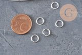 Silver stainless steel round jump rings 8mm-0.9mm, x50 (G11183)