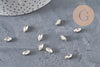 10x Platinum Plated Brass Shuttle Clear Crystal Cabochon, 8x4mm (G11191)
