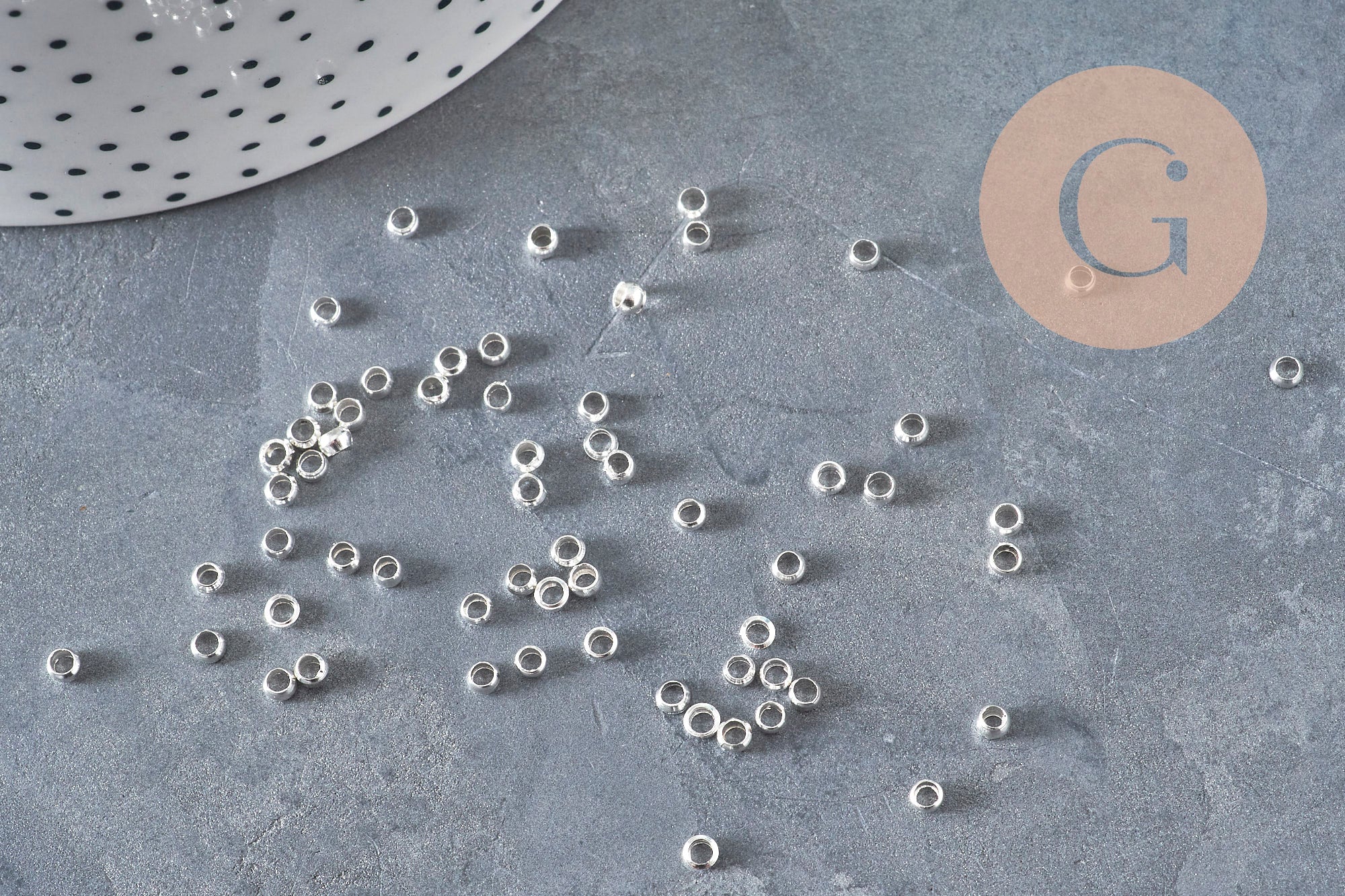 Silver-plated brass crimp beads 3x2mm, x2 Grams