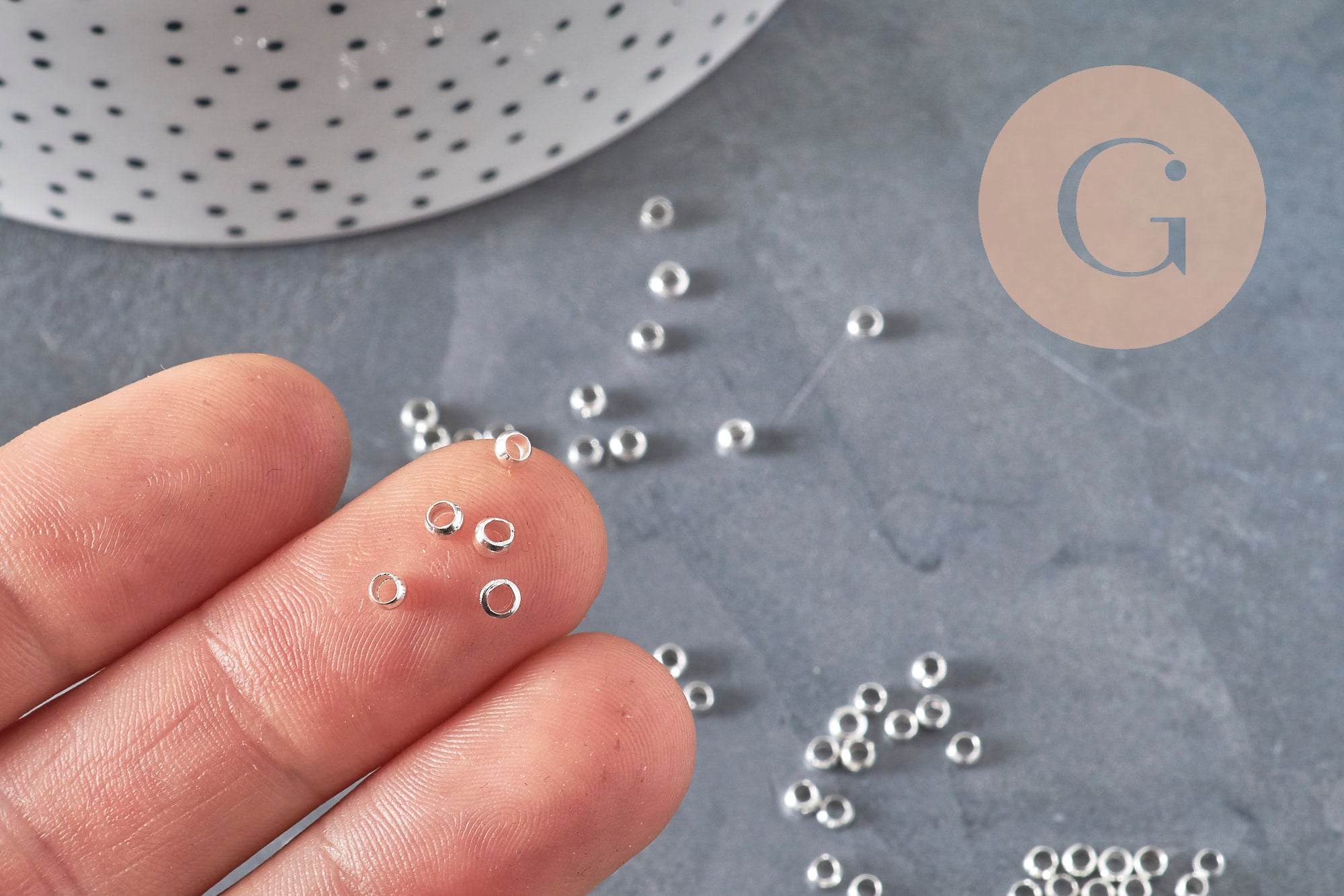 Silver-plated brass crimp beads 3x2mm, x2 Grams
