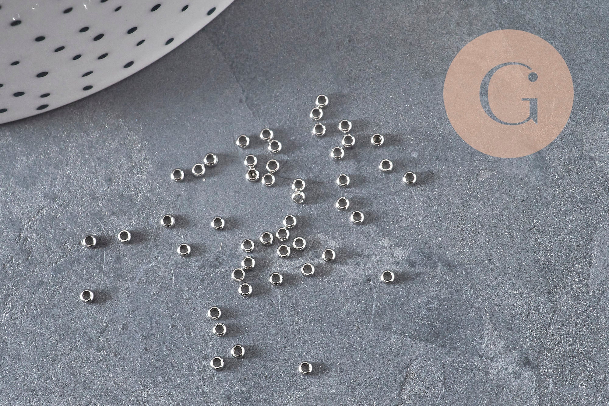 Crimp Beads Washer Round 316 Stainless Steel Platinum 1.9mm, x50 (G11210)