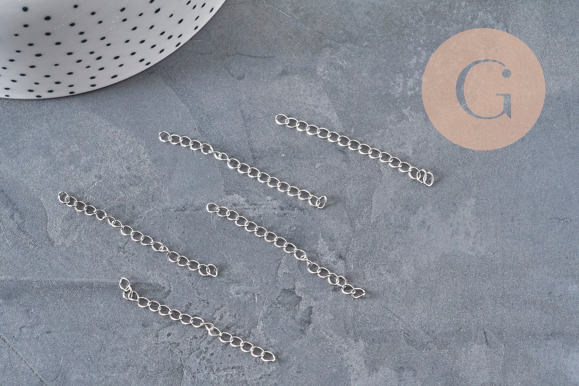 Stainless steel platinum extension chain 47-53mm, x5 VALID