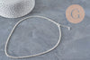 Stainless steel curb chain necklace, silver-plated, 4mm/45.5cm + extension, x1 (G11202)