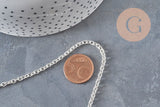 Stainless steel curb chain necklace, silver-plated, 4mm/45.5cm + extension, x1 (G11202)