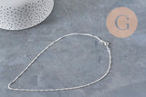 Singapore Chain Necklace, Stainless Steel, Silver-Plated, 2mm/43cm, x1 (G11203)