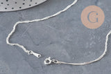 Singapore Chain Necklace, Stainless Steel, Silver-Plated, 2mm/43cm, x1 (G11203)