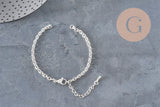 Base de pulsera de cadena forzada de acero inoxidable 304 plateado de 4mm/15.5cm, x1 VÁLIDO