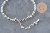 Base de pulsera de cadena forzada de acero inoxidable 304 plateado de 4mm/15.5cm, x1 VÁLIDO