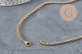 Rolo chain necklace 304 stainless steel gold PVD 4mm/45cm, x1 (G11220)