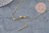 Cadena ajustable forzada de acero inoxidable 304 dorado IP de 2 mm/51 cm, x1 (G11257)