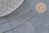 Cadena de eslabones forzados, acero inoxidable chapado en platino 1.5x1.2mm, x1 metro VÁLIDO