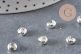 Smooth silver-plated brass crimp bead covers 4mm, x20 (G11179)