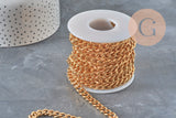 Curved link chain, 304 stainless steel, gold IP plated, 10mm, x1 meter (G11232)