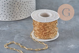 Stainless Steel 304 IP Gold Plated Rectangle Link Chain 10x3.5mm, x1 meter (G11219)