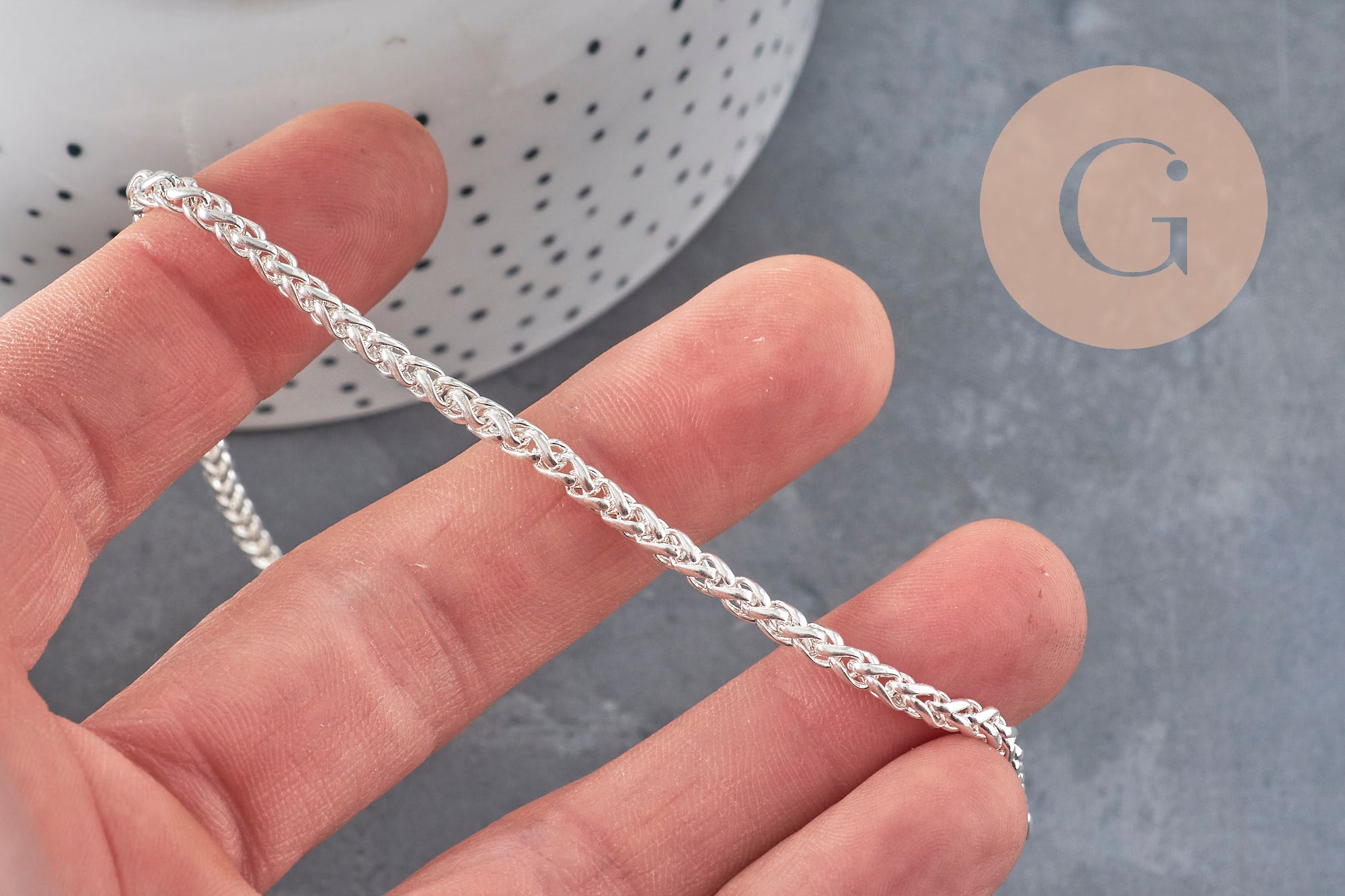 304 Stainless Steel Silver Rope Chain 4.5mm, x1 meter (G11196)
