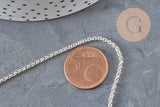 Silver-plated 304 stainless steel rolo chain 2mm, x1 meter (G11198)
