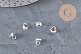 201 Stainless Steel Silver-Plated Cup Pendant Bail, 6mm, x5 (G11170)