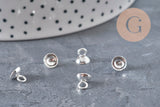 201 Stainless Steel Silver-Plated Cup Pendant Bail, 6mm, x5 (G11170)