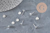 Round 304 Stainless Steel Ear Studs, Silver Plated 925 Textured 12mm, Pair (G11189)