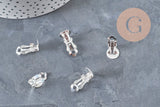 Clip-on earring findings, 304 stainless steel, silver-plated, 16mm, x10 (G11175)