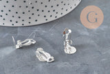 Clip-on earring findings, 304 stainless steel, silver-plated, 16mm, x10 (G11175)