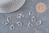 Stainless Steel Oval Leverback Earring Findings 316 Silver Plated 15mm, x10 (G11184)