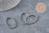 35mm Platinum Flat Oval Stainless Steel 304 Pendant, x1 (G11188)