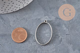 35mm Platinum Flat Oval Stainless Steel 304 Pendant, x1 (G11188)