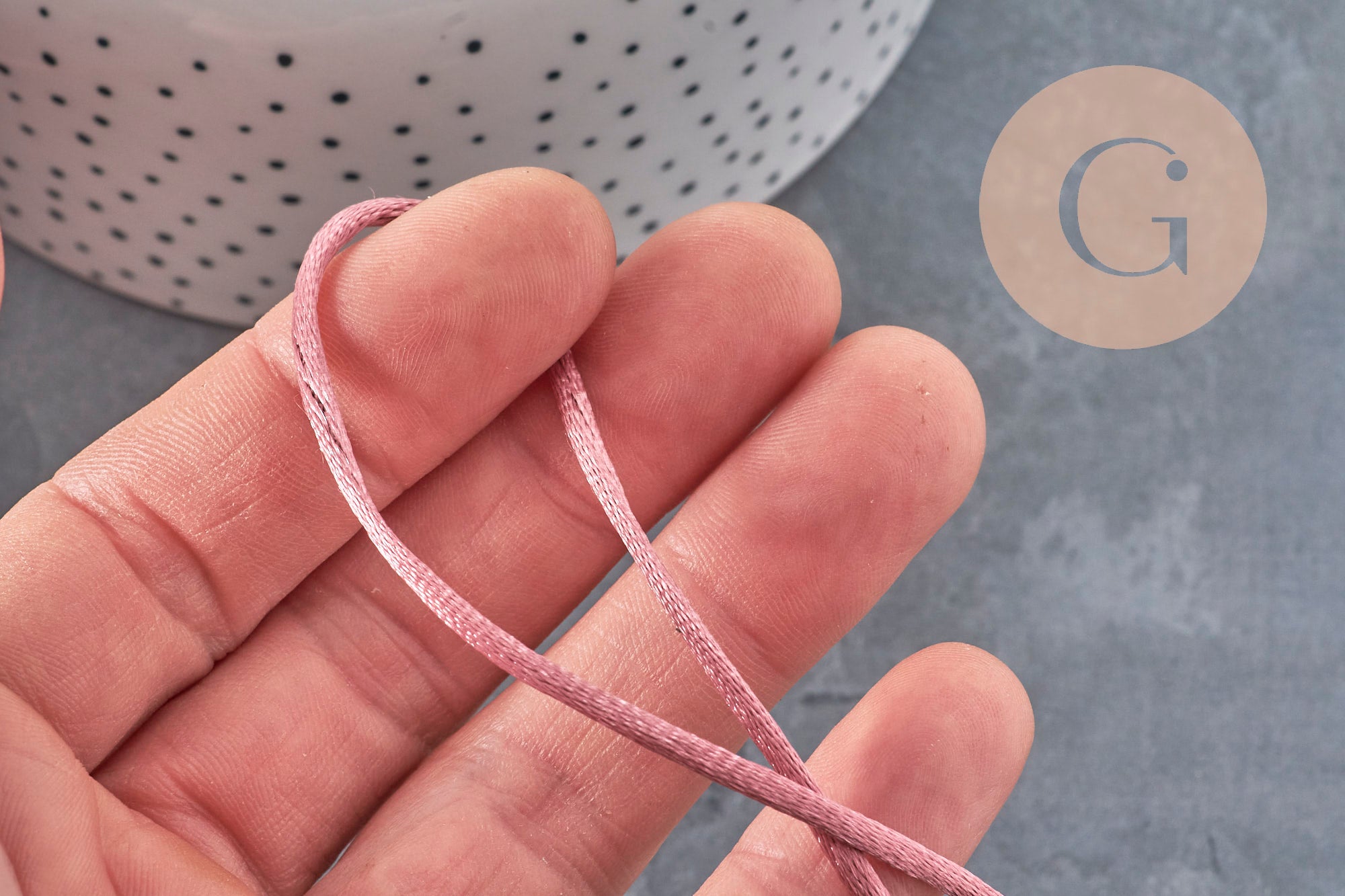 Cordón cola de rata poliéster rosa viejo 2mm, x5 metros VÁLIDO