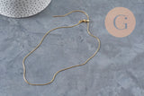 Collar de cadena ajustable serpiente de acero inoxidable 304 dorado IP 0.8mm/51cm, x1 (G11258)