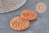 Natural woven wicker pendant, wooden bead, wicker bead, jewelry creation, geometric beads, 30-40mm, X2 G2575