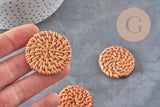 Natural woven wicker pendant, wooden bead, wicker bead, jewelry creation, geometric beads, 30-40mm, X2 G2575