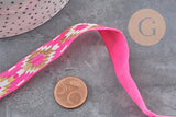 Rose gold Aztec pattern elastic ribbon 16mm, 1/5/10 Meters (G1809)