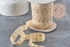 Ecru elastic ribbon with gold anchor 16mm, x1/5/10 Metres (G1849)