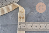 Ecru elastic ribbon with gold anchor 16mm, x1/5/10 Metres (G1849)