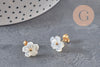 Boucles puce fleur nacre naturelle acier inoxydable doré PVD, x1 (G11305) VALIDE-Boucles d'oreilles-Gingerlily Perles