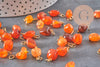 Breloque cube agate naturelle orange métal doré 18K 14.5mm, x1 (G11329)