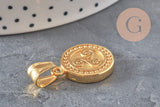 Pendentif médaille triskel acier 304 inoxydable doré IP 22.5mm, x1 (G11359)