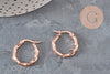 Créoles torsadées acier 304 inoxydable or rose 20mm, la paire (G11358)