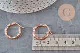 Créoles torsadées acier 304 inoxydable or rose 20mm, la paire (G11358)