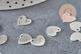 Pendentif médaille coeur acier inoxydable argenté 10.5mm, x10 (G11347)